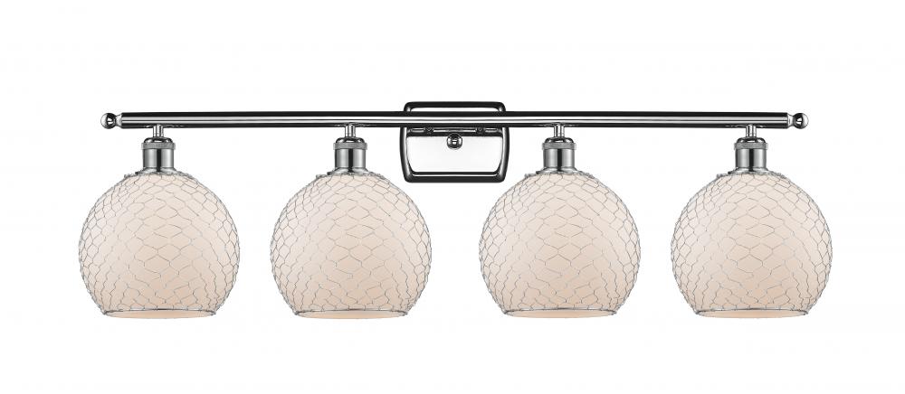 Farmhouse Chicken Wire - 4 Light - 38 inch - Polished Chrome - Bath Vanity Light