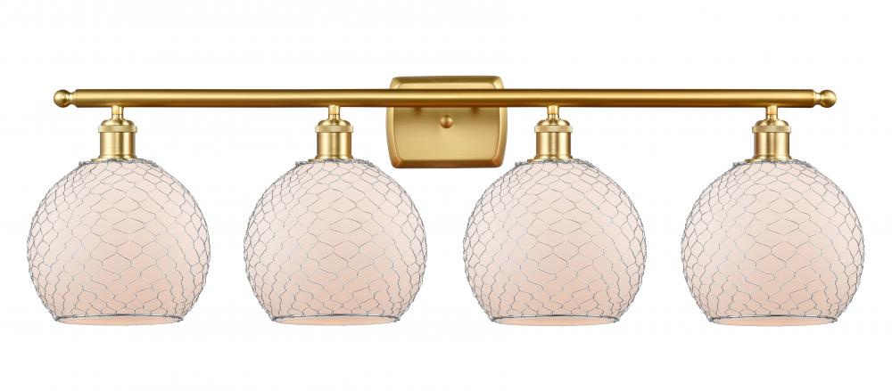 Farmhouse Chicken Wire - 4 Light - 38 inch - Satin Gold - Bath Vanity Light