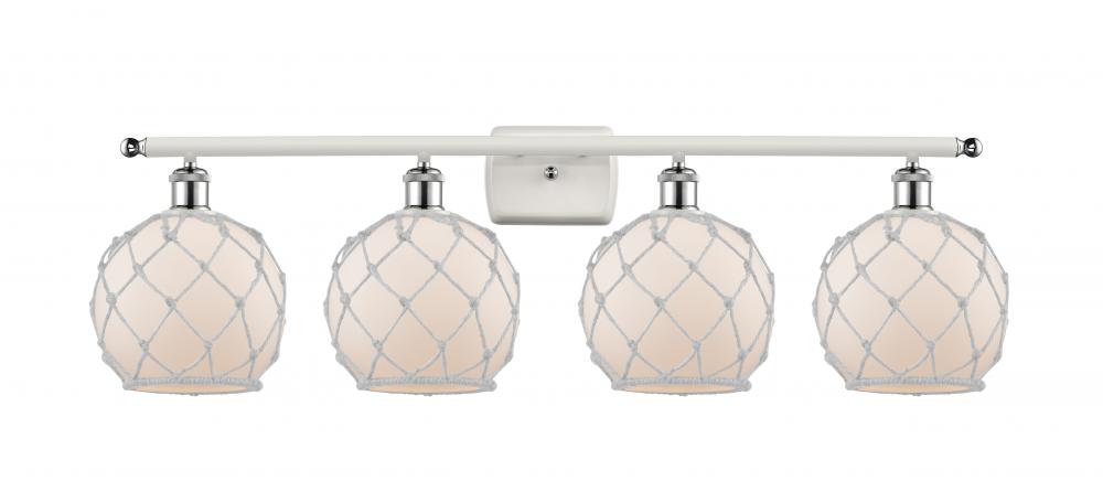 Farmhouse Rope - 4 Light - 38 inch - White Polished Chrome - Bath Vanity Light