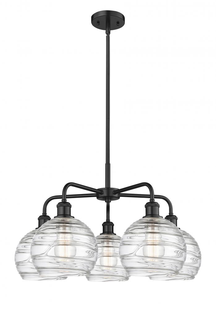 Athens Deco Swirl - 5 Light - 26 inch - Matte Black - Chandelier