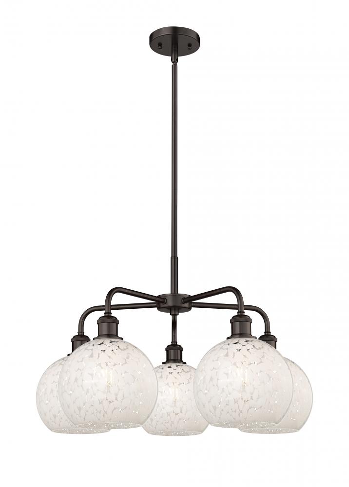 White Mouchette - 5 Light - 26 inch - Oil Rubbed Bronze - Chandelier