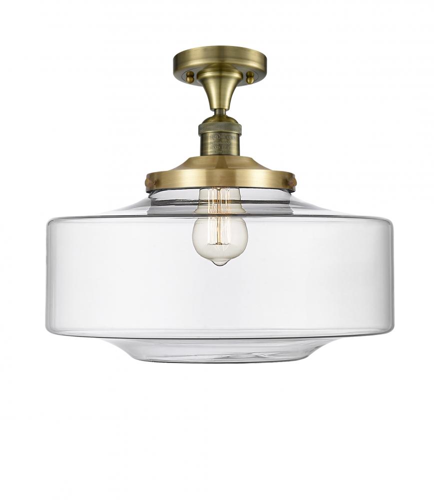 Bridgeton - 1 Light - 12 inch - Antique Brass - Semi-Flush Mount