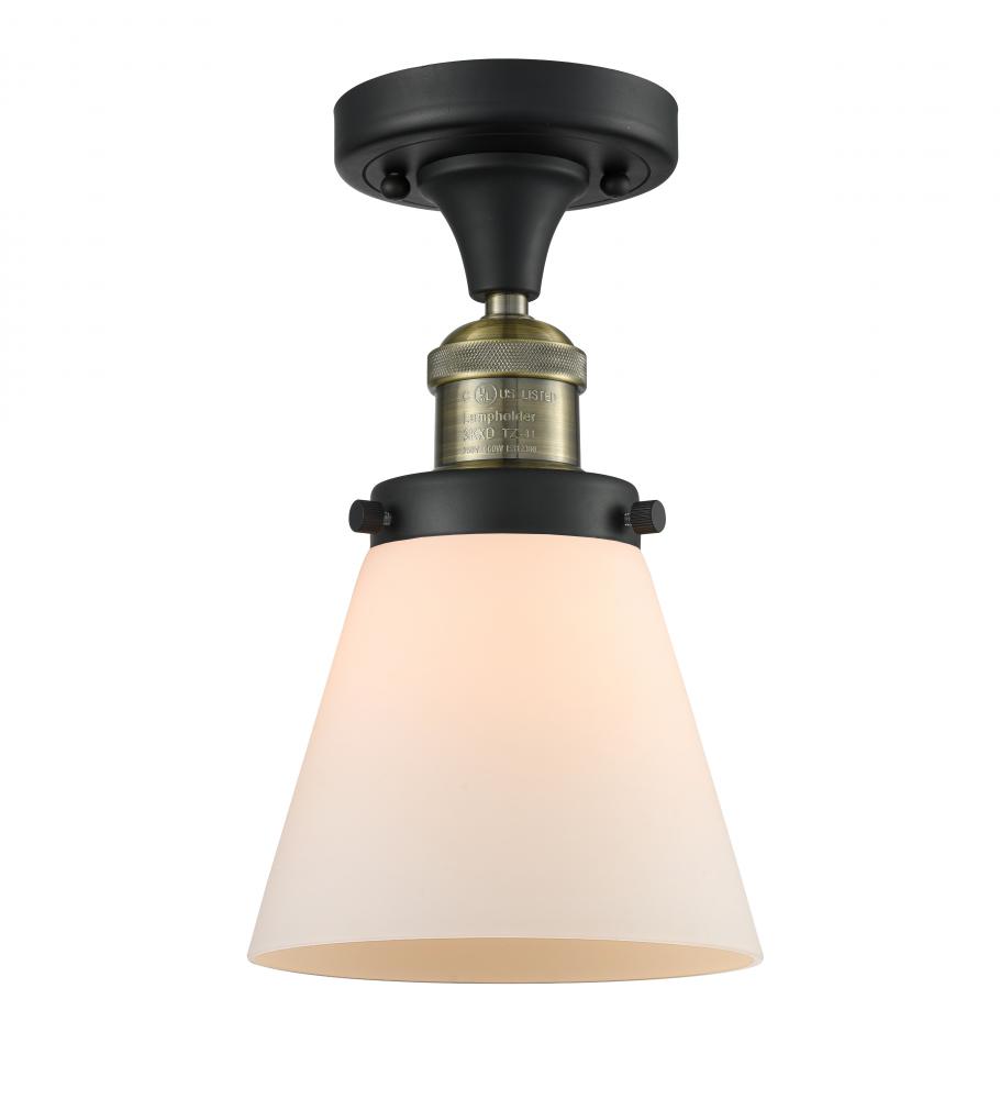 Cone - 1 Light - 7 inch - Black Antique Brass - Semi-Flush Mount