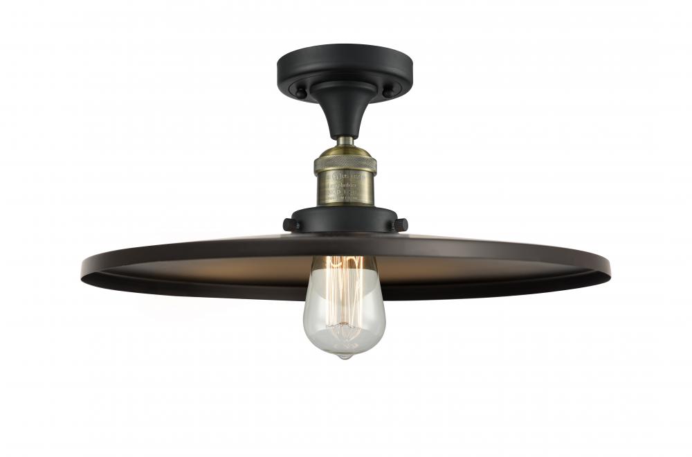 Railroad - 1 Light - 16 inch - Black Antique Brass - Semi-Flush Mount