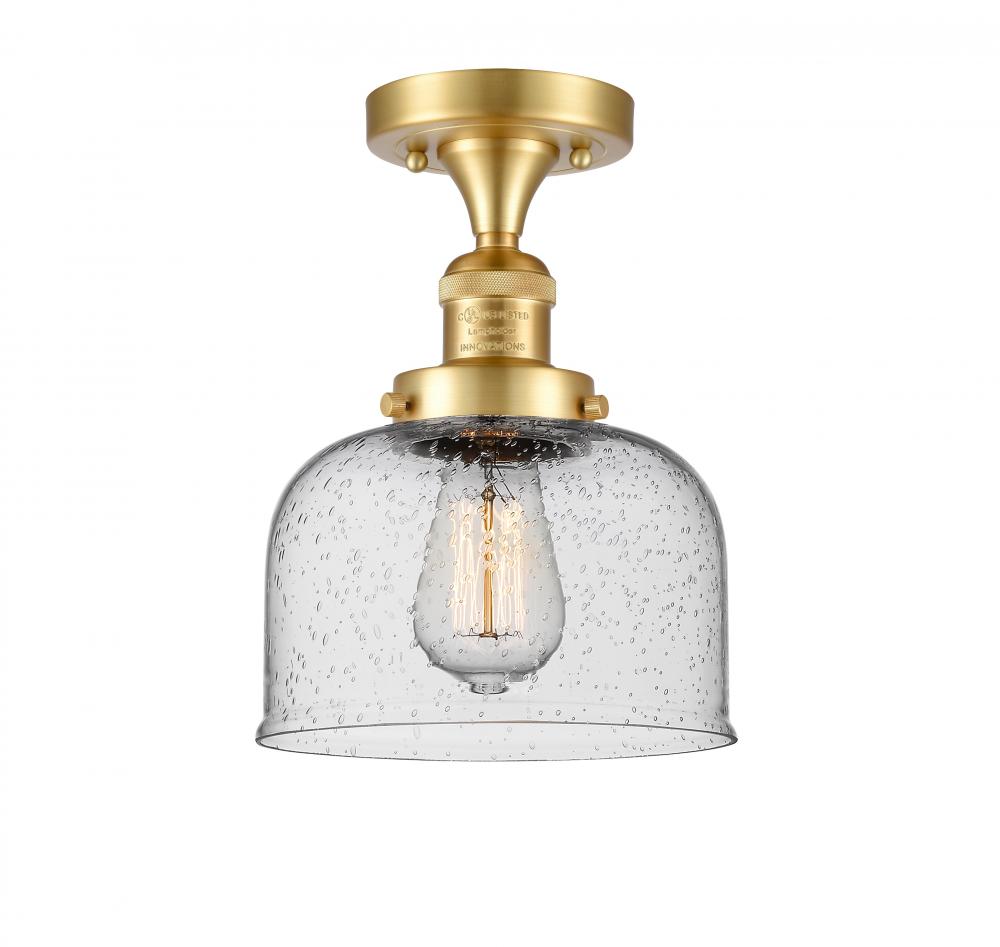 Bell - 1 Light - 8 inch - Satin Gold - Semi-Flush Mount