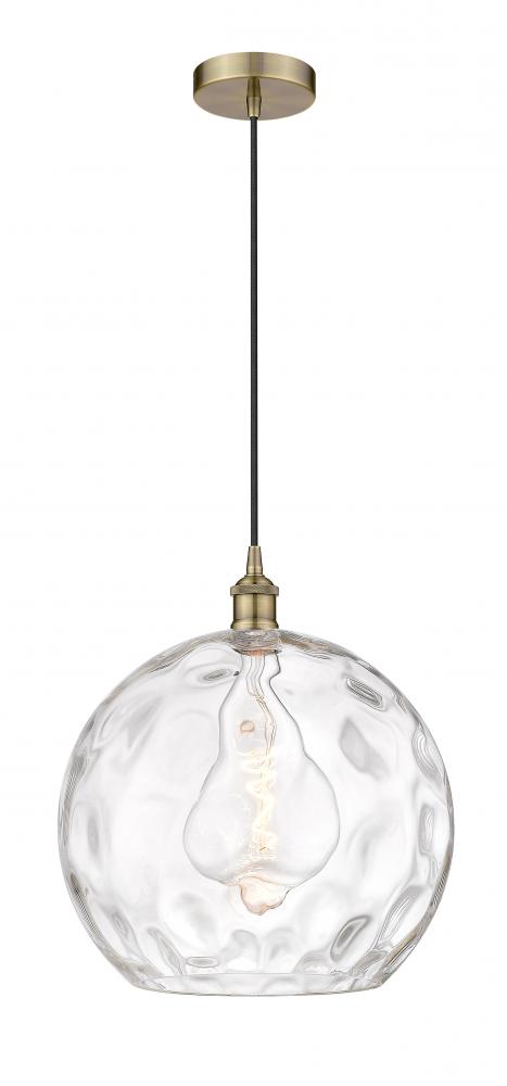 Athens Water Glass - 1 Light - 13 inch - Antique Brass - Cord hung - Pendant