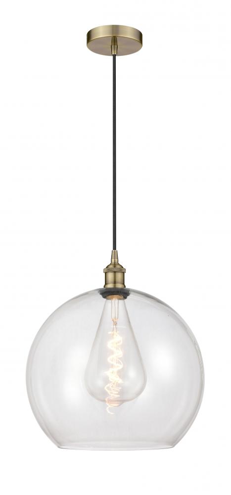 Athens - 1 Light - 14 inch - Antique Brass - Cord hung - Pendant
