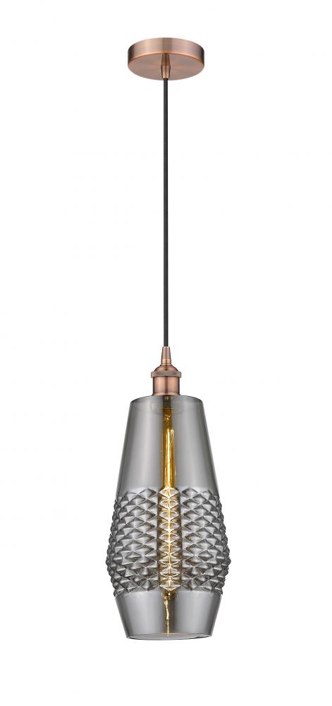 Windham - 1 Light - 7 inch - Antique Copper - Cord hung - Mini Pendant