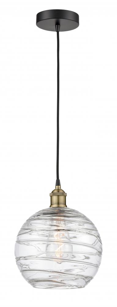 Athens Deco Swirl - 1 Light - 10 inch - Black Antique Brass - Cord hung - Mini Pendant