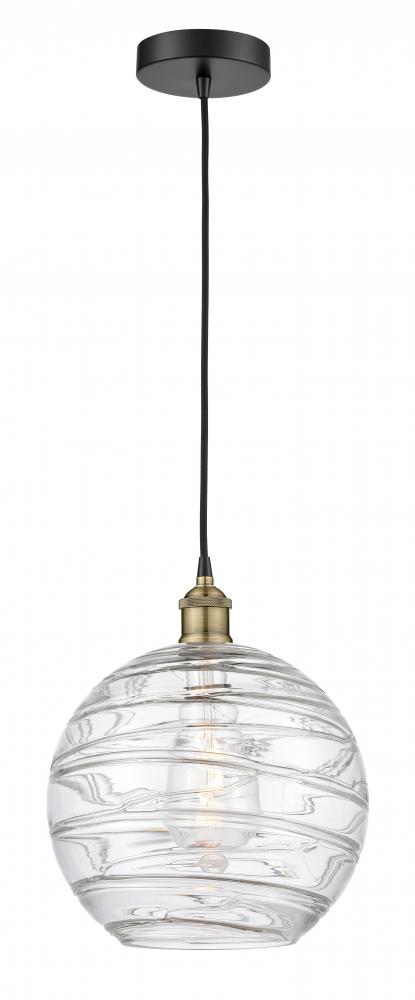 Athens Deco Swirl - 1 Light - 12 inch - Black Antique Brass - Cord hung - Mini Pendant