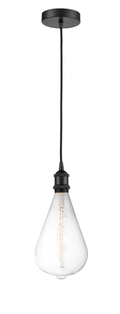 Edison - 1 Light - 7 inch - Matte Black - Cord hung - Mini Pendant
