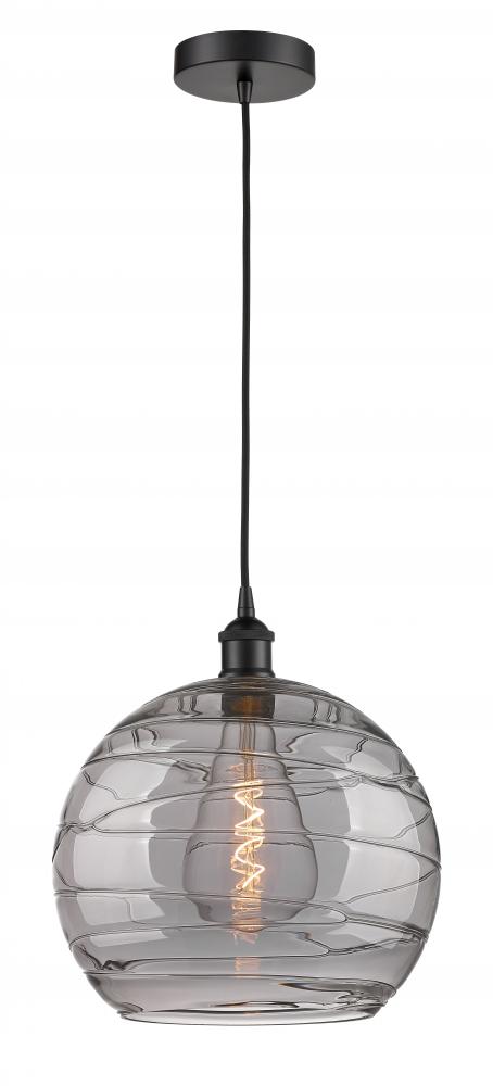 Athens Deco Swirl - 1 Light - 14 inch - Matte Black - Cord hung - Pendant