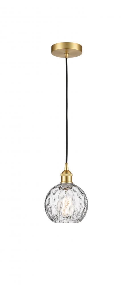 Athens Water Glass - 1 Light - 6 inch - Satin Gold - Cord hung - Mini Pendant