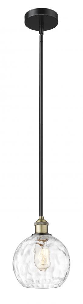 Athens Water Glass - 1 Light - 8 inch - Black Antique Brass - Cord hung - Mini Pendant