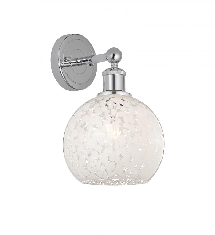 White Mouchette - 1 Light - 8 inch - Polished Chrome - Sconce