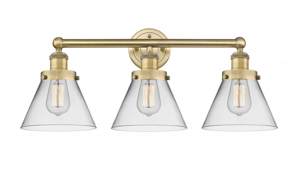 Cone - 3 Light - 26 inch - Brushed Brass - Bath Vanity Light