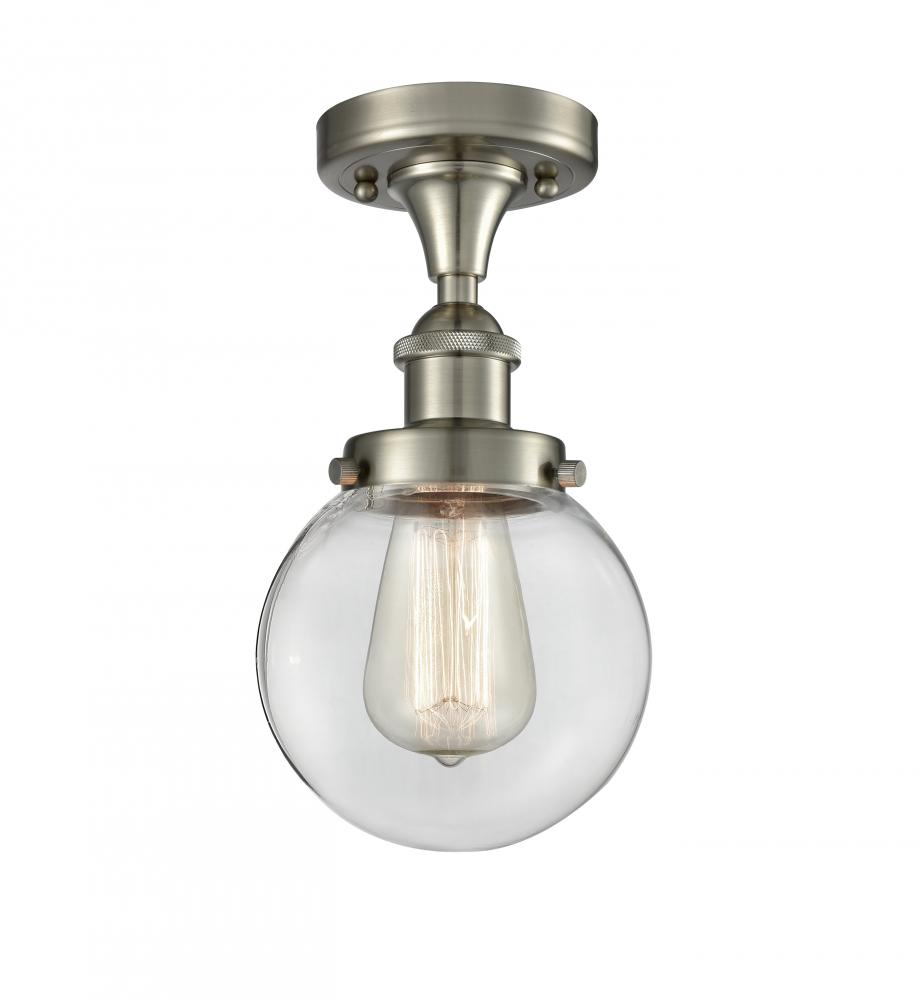 Beacon - 1 Light - 6 inch - Brushed Satin Nickel - Flush Mount