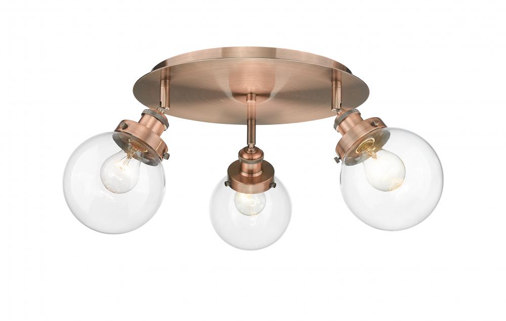 Beacon - 3 Light - 18 inch - Antique Copper - Flush Mount