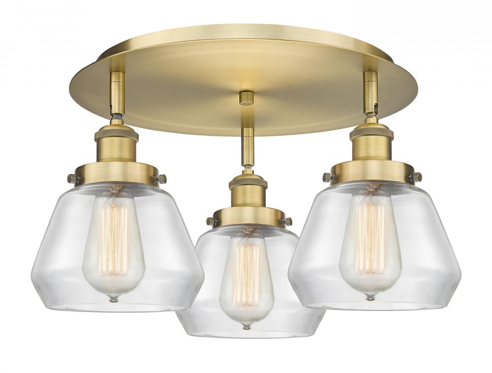 Fulton - 3 Light - 19 inch - Brushed Brass - Flush Mount