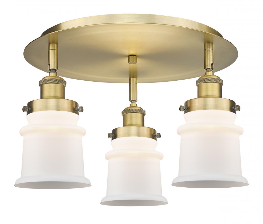 Canton - 3 Light - 17 inch - Brushed Brass - Flush Mount