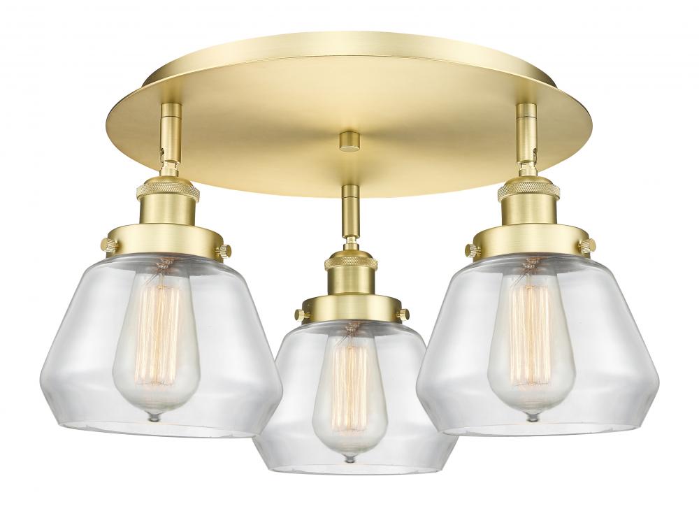 Fulton - 3 Light - 19 inch - Satin Gold - Flush Mount