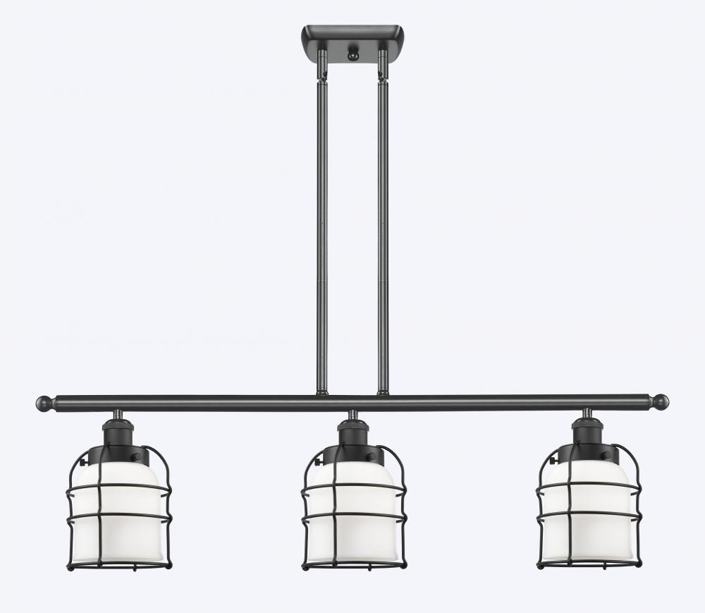 Bell Cage - 3 Light - 36 inch - Matte Black - Stem Hung - Island Light