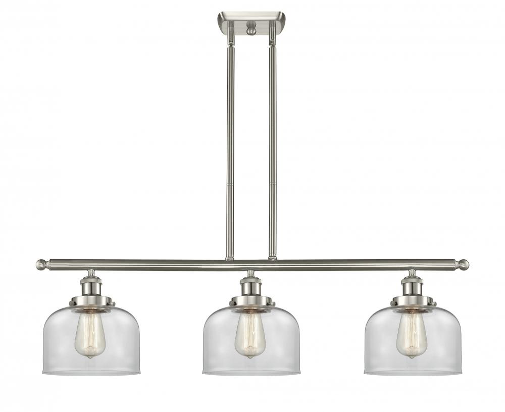 Bell - 3 Light - 36 inch - Brushed Satin Nickel - Stem Hung - Island Light