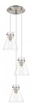 Innovations Lighting 113-410-1PS-SN-G411-8CL - Newton Cone - 3 Light - 16 inch - Brushed Satin Nickel - Multi Pendant