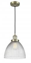 Innovations Lighting 201C-AB-G222-LED - Seneca Falls - 1 Light - 10 inch - Antique Brass - Cord hung - Mini Pendant