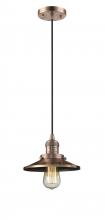 Innovations Lighting 201C-AC-M3-LED - Railroad - 1 Light - 8 inch - Antique Copper - Cord hung - Mini Pendant