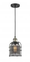 Innovations Lighting 201C-BAB-G53-CE-LED - Bell Cage - 1 Light - 6 inch - Black Antique Brass - Cord hung - Mini Pendant