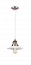 Innovations Lighting 201CSW-AC-G1-LED - Halophane - 1 Light - 9 inch - Antique Copper - Cord hung - Mini Pendant