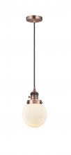 Innovations Lighting 201CSW-AC-G201-6-LED - Beacon - 1 Light - 6 inch - Antique Copper - Cord hung - Mini Pendant