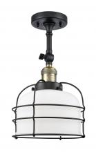Innovations Lighting 201F-BAB-G71-CE-LED - Bell Cage - 1 Light - 9 inch - Black Antique Brass - Semi-Flush Mount