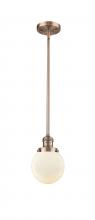 Innovations Lighting 201S-AC-G201-6-LED - Beacon - 1 Light - 6 inch - Antique Copper - Stem Hung - Mini Pendant