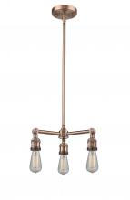 Innovations Lighting 207-AC - Bare Bulb - 3 Light - 15 inch - Antique Copper - Stem Hung - Chandelier