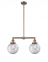 Innovations Lighting 209-AC-G202-8 - Beacon - 2 Light - 25 inch - Antique Copper - Stem Hung - Island Light