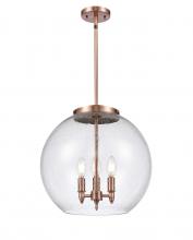 Innovations Lighting 221-3S-AC-G124-16-LED - Athens - 3 Light - 16 inch - Antique Copper - Cord hung - Pendant