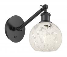 Innovations Lighting 317-1W-BK-G1216-6WM - White Mouchette - 1 Light - 6 inch - Matte Black - Sconce