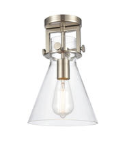 Innovations Lighting 411-1F-SN-8CL - Newton Cone - 1 Light - 8 inch - Brushed Satin Nickel - Flush Mount