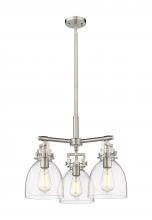 Innovations Lighting 411-3CR-SN-G412-7SDY - Newton Bell - 3 Light - 21 inch - Satin Nickel - Pendant