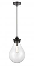 Innovations Lighting 414-1S-BK-10CL-LED - Genesis - 1 Light - 10 inch - Matte Black - Cord hung - Mini Pendant
