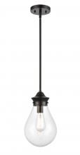 Innovations Lighting 414-1S-BK-8CL-LED - Genesis - 1 Light - 8 inch - Matte Black - Cord hung - Mini Pendant