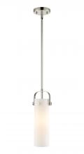 Innovations Lighting 423-1S-PN-G423-12WH - Pilaster II Cylinder - 1 Light - 12 inch Long Glass - Polished Nickel - Pendant