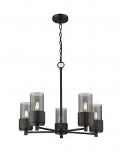 Innovations Lighting 428-5CR-BK-G428-7SM - Bolivar - 5 Light - 25 inch - Matte Black - Chain Hung - Chandelier