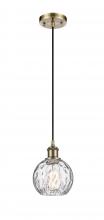Innovations Lighting 516-1P-AB-G1215-6-LED - Athens Water Glass - 1 Light - 6 inch - Antique Brass - Cord hung - Mini Pendant