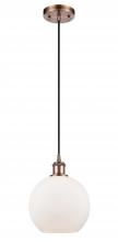 Innovations Lighting 516-1P-AC-G121-LED - Athens - 1 Light - 8 inch - Antique Copper - Cord hung - Mini Pendant