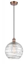 Innovations Lighting 516-1P-AC-G1213-10-LED - Athens Deco Swirl - 1 Light - 10 inch - Antique Copper - Cord hung - Mini Pendant