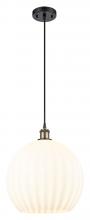 Innovations Lighting 516-1P-BAB-G1217-14WV - White Venetian - 1 Light - 14 inch - Black Antique Brass - Cord Hung - Pendant