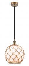 Innovations Lighting 516-1P-BB-G121-10RB - Farmhouse Rope - 1 Light - 10 inch - Brushed Brass - Cord hung - Mini Pendant